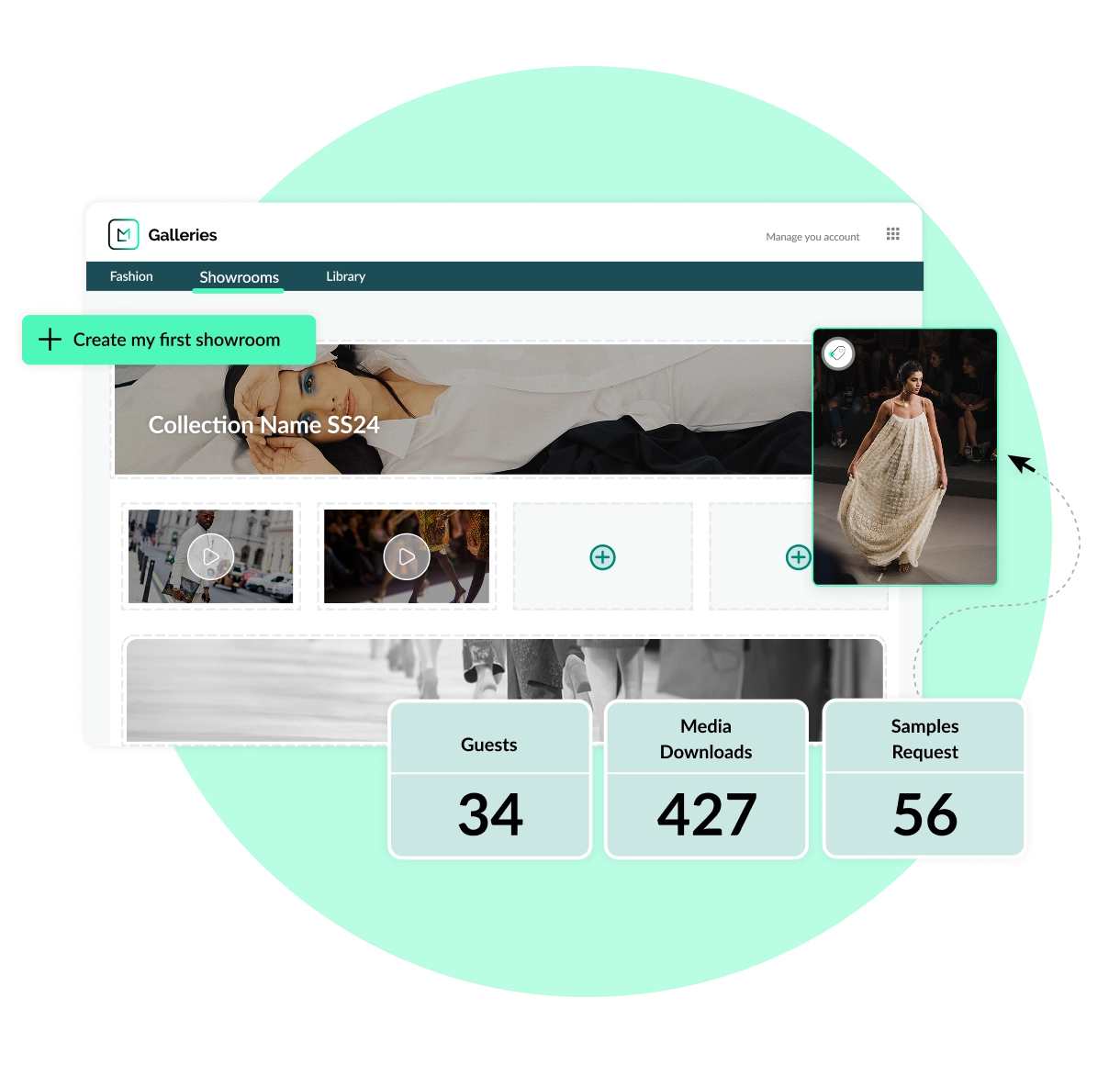 product screen of launchmetrics digital showroom software