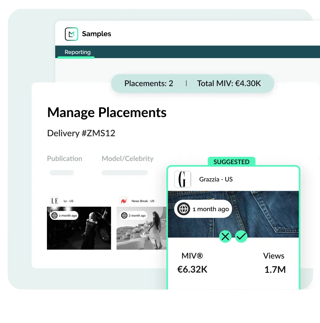 sample send outs showing in the pr software feed