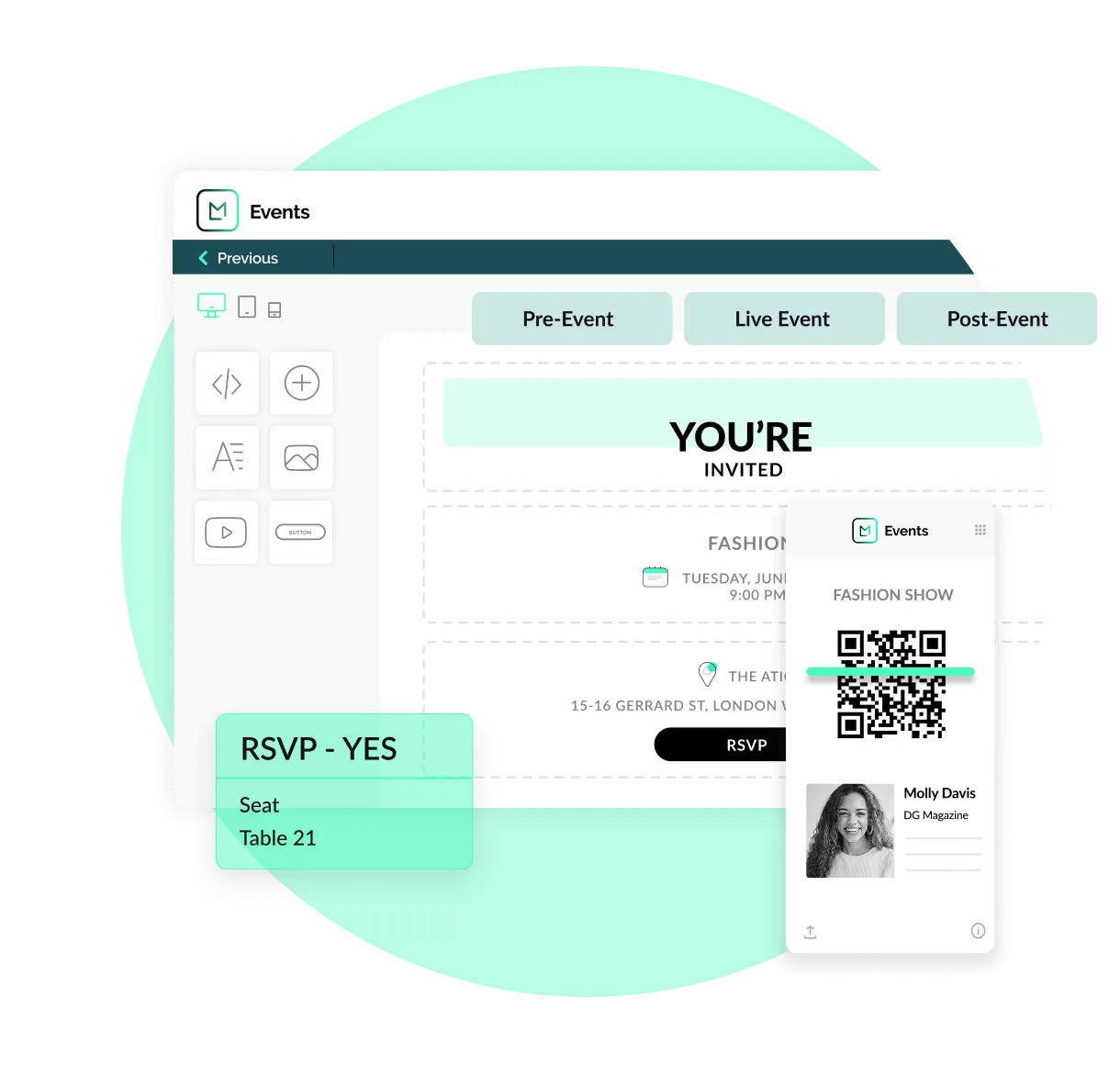 screen of the event management software