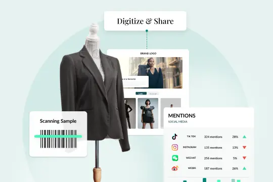 mannequin surrounded by launchmetrics software