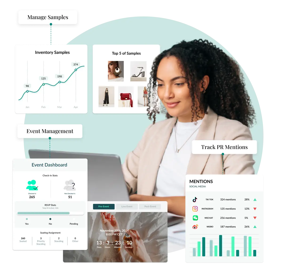 woman using pr software