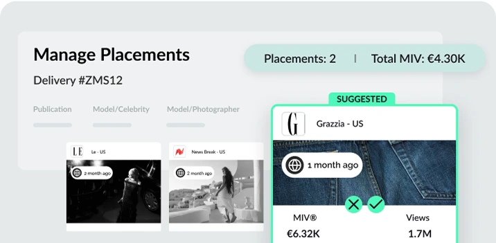 editorial placements of the sample send outs